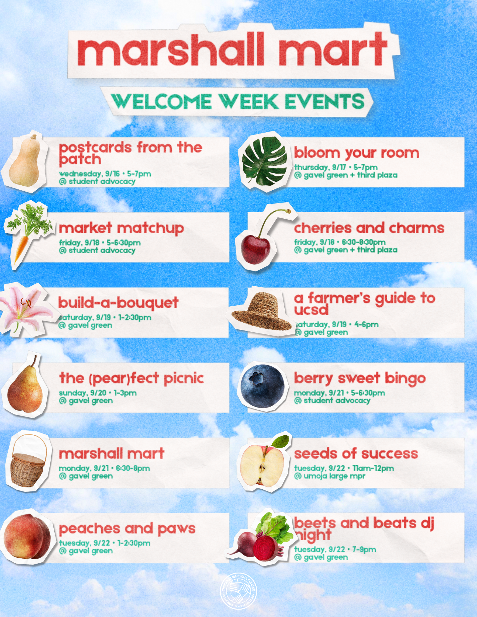 Marshall Welcome Week Schedule Flyer page 1