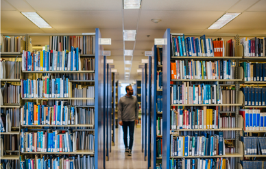 Library book stacks